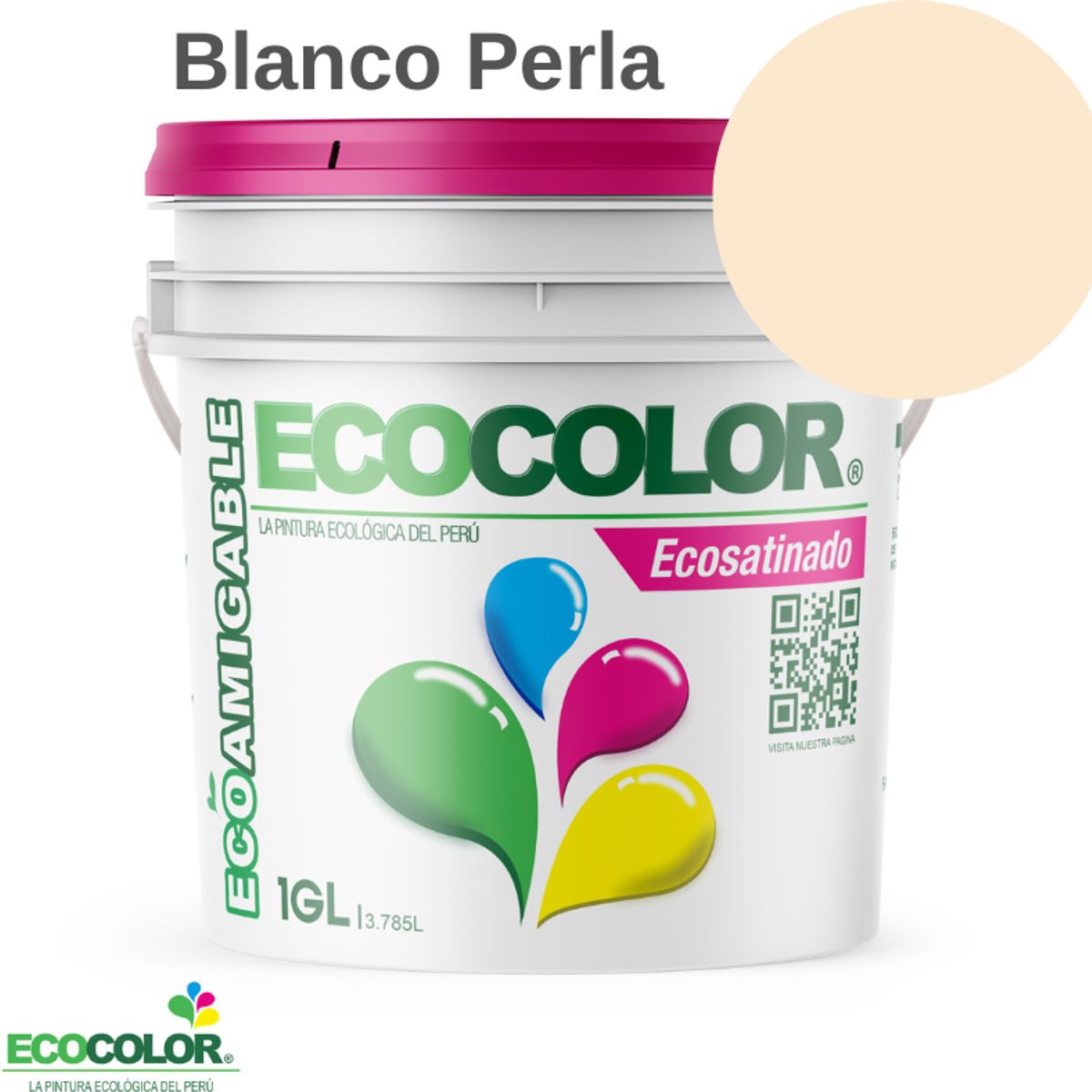 ECOCOLOR - PINTURA ECOCOLOR ECOSATINADO BLANCO PERLA 1GL