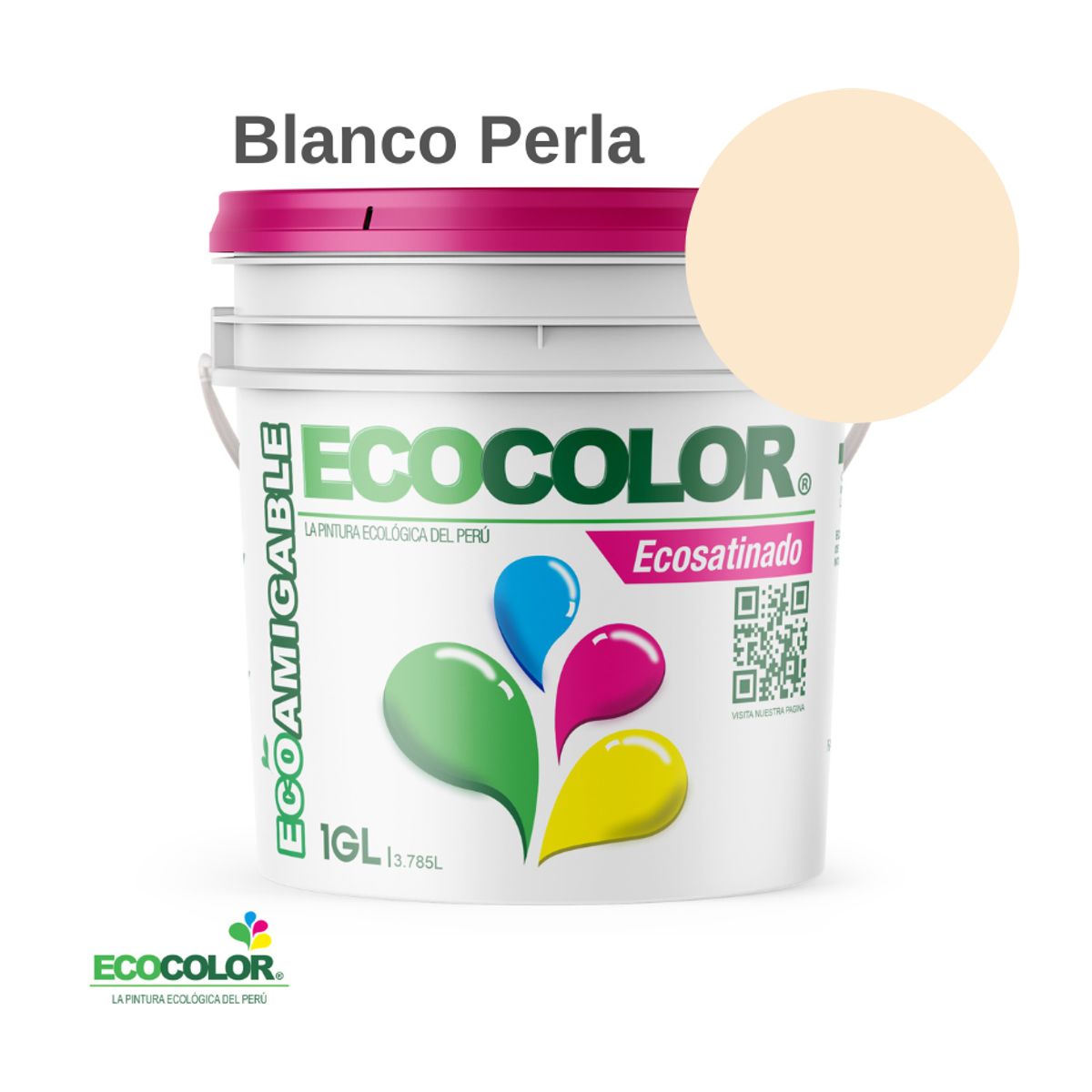 ECOCOLOR - PINTURA ECOCOLOR ECOSATINADO BLANCO PERLA 1GL