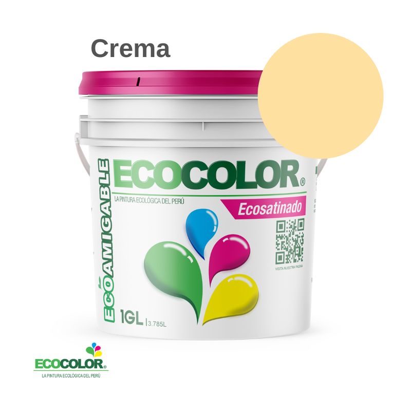ECOCOLOR - PINTURA ECOCOLOR ECOSATINADO CREMA 1GL