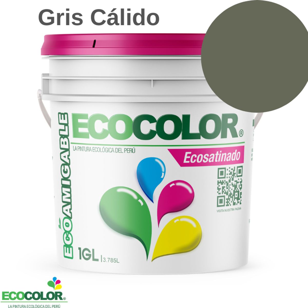 ECOCOLOR - PINTURA ECOCOLOR ECOSATINADO GRIS CLARO 1GL