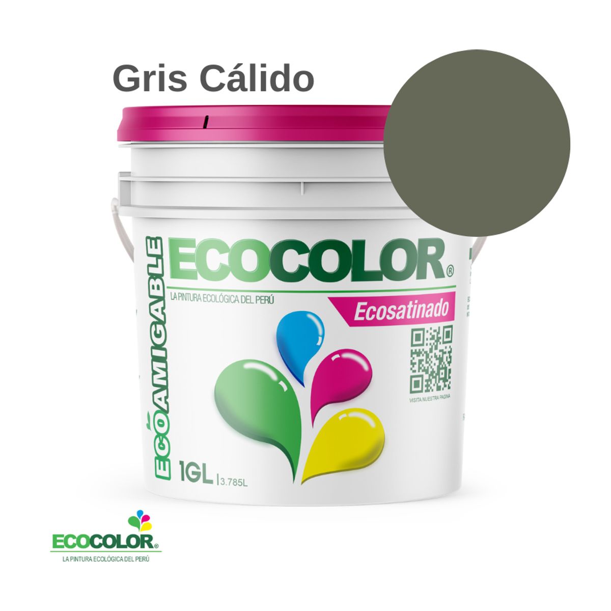ECOCOLOR - PINTURA ECOCOLOR ECOSATINADO GRIS CLARO 1GL