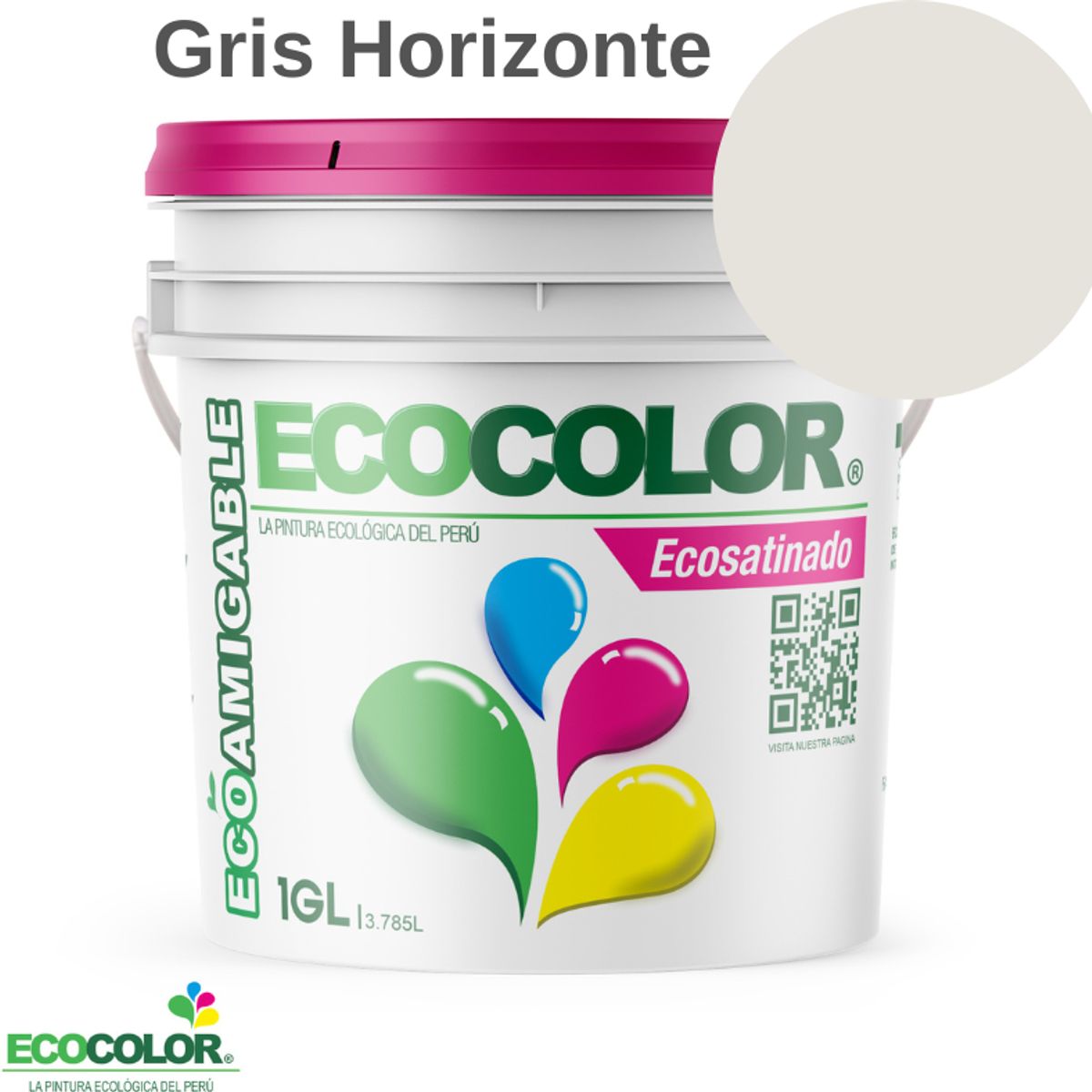 ECOCOLOR - PINTURA ECOCOLOR ECOSATINADO GRIS HORIZONTE  1GL