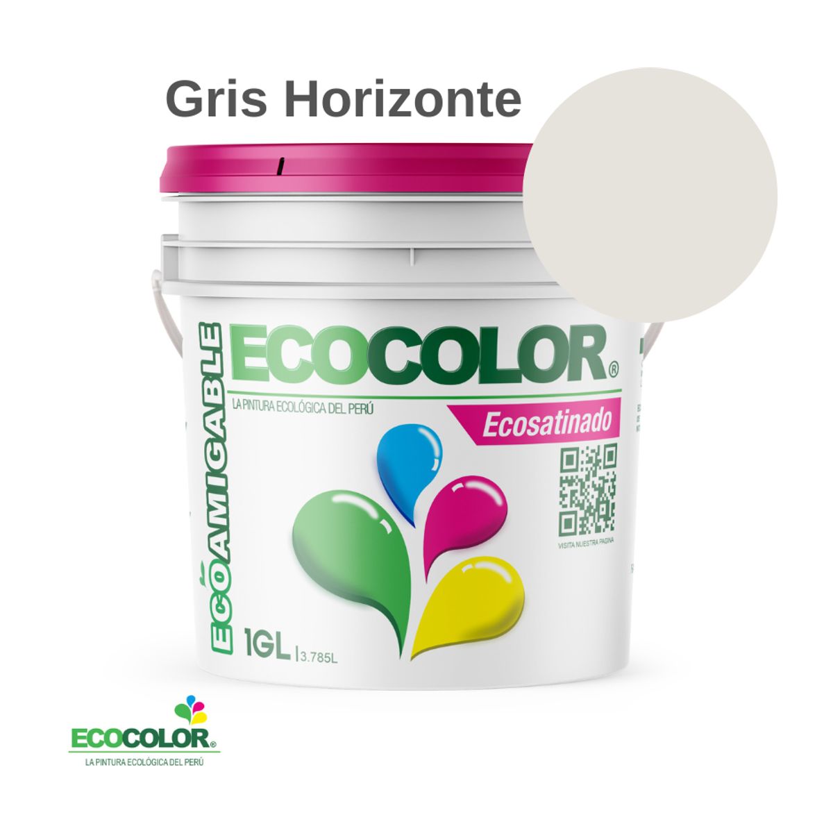 ECOCOLOR - PINTURA ECOCOLOR ECOSATINADO GRIS HORIZONTE  1GL