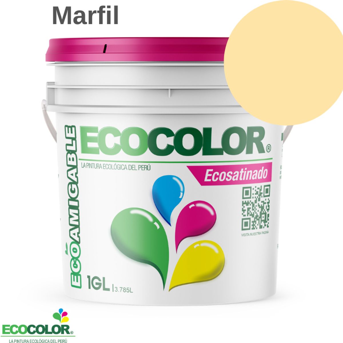 ECOCOLOR - PINTURA ECOCOLOR ECOSATINADO MARFIL 1GL