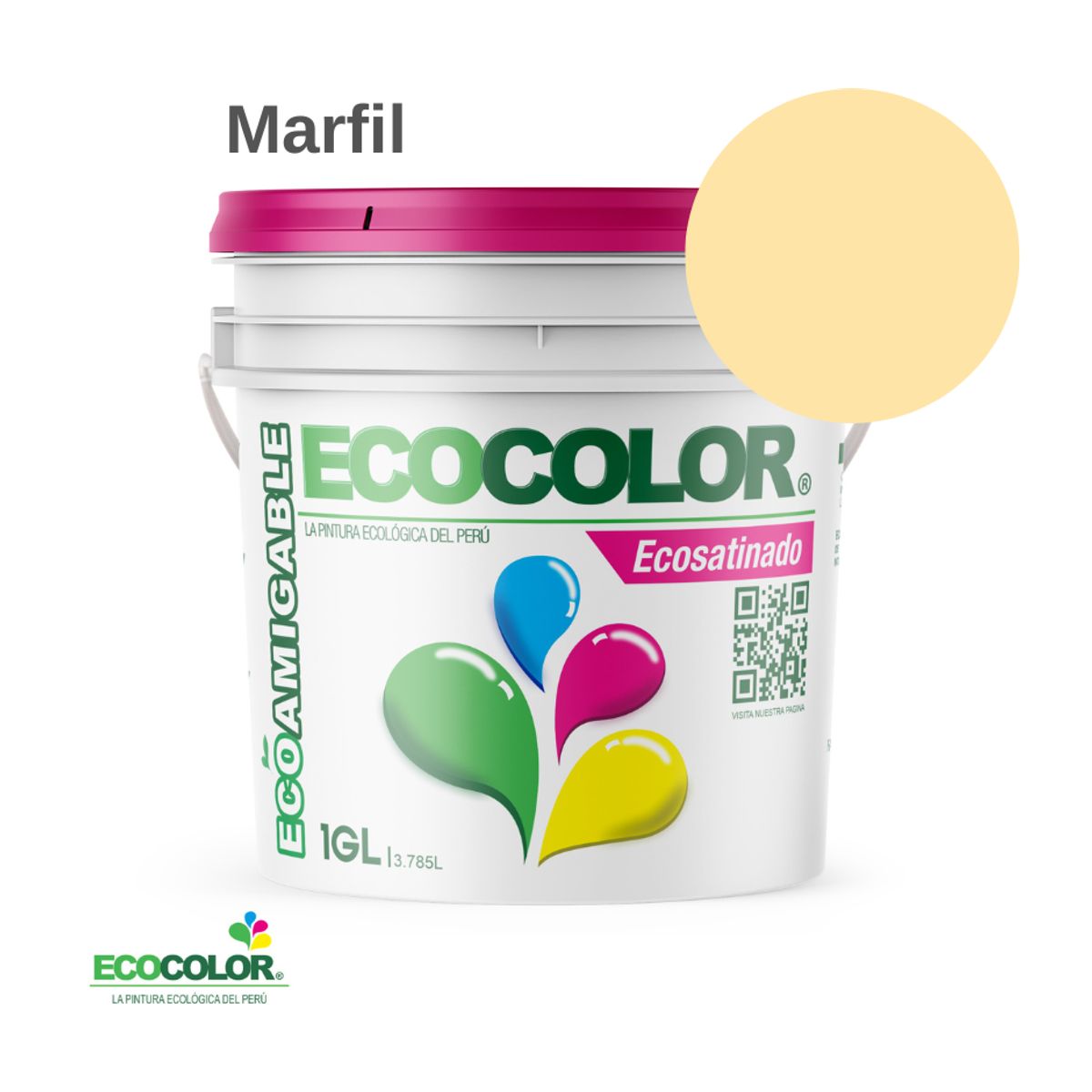 ECOCOLOR - PINTURA ECOCOLOR ECOSATINADO MARFIL 1GL