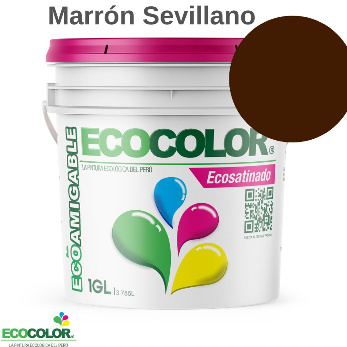 ECOCOLOR - PINTURA ECOCOLOR ECOSATINADO MARRON SEVILLANO 1GL