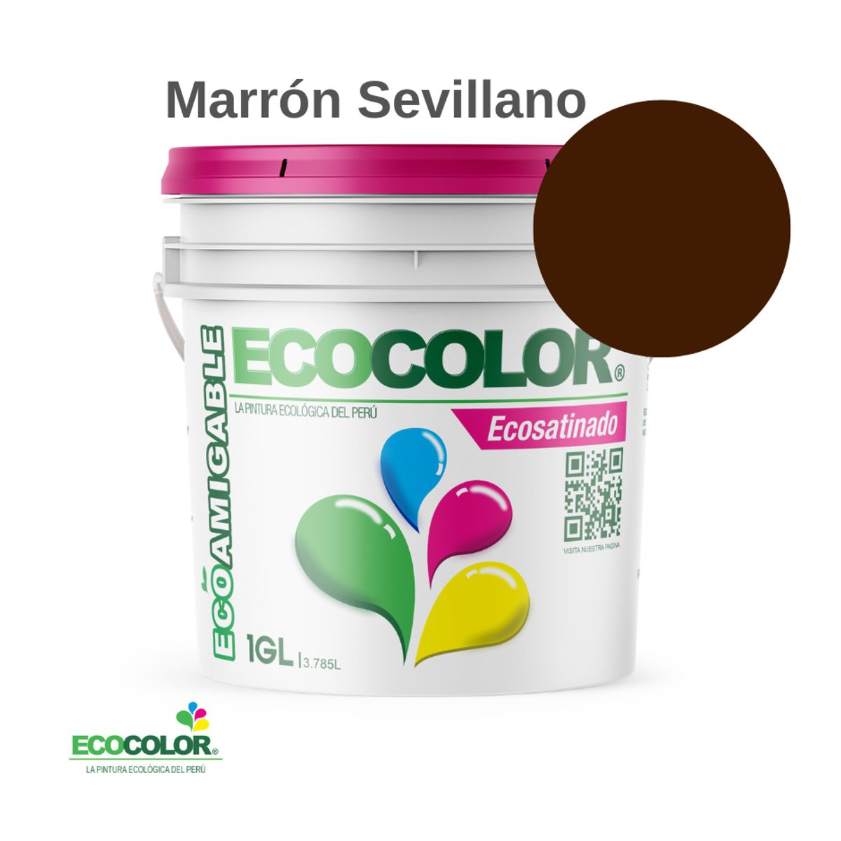 ECOCOLOR - PINTURA ECOCOLOR ECOSATINADO MARRON SEVILLANO 1GL
