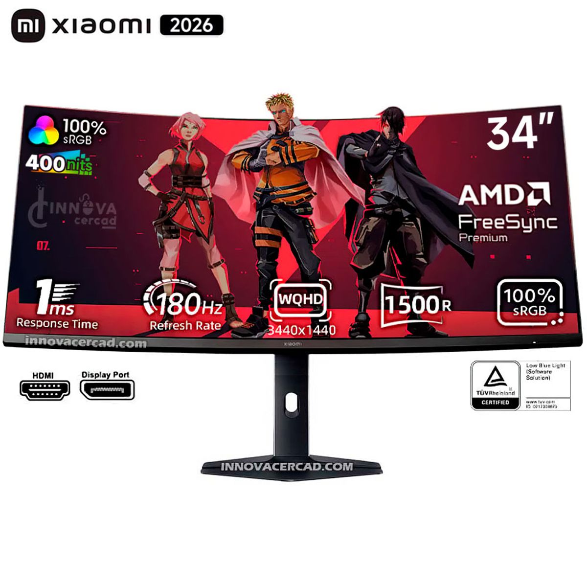 XIAOMI - Monitor Xiaomi Curvo Gaming G34WQi de 34 WQHD 3440x1440 180Hz 1ms