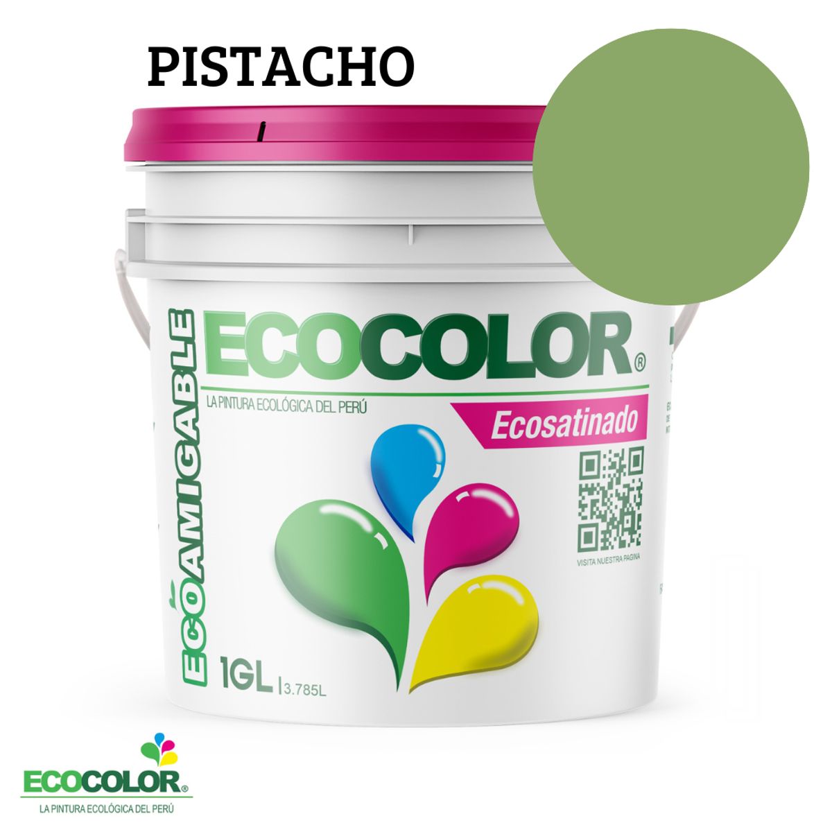 ECOCOLOR - PINTURA ECOCOLOR ECOSATINADO PISTACHO 1GL