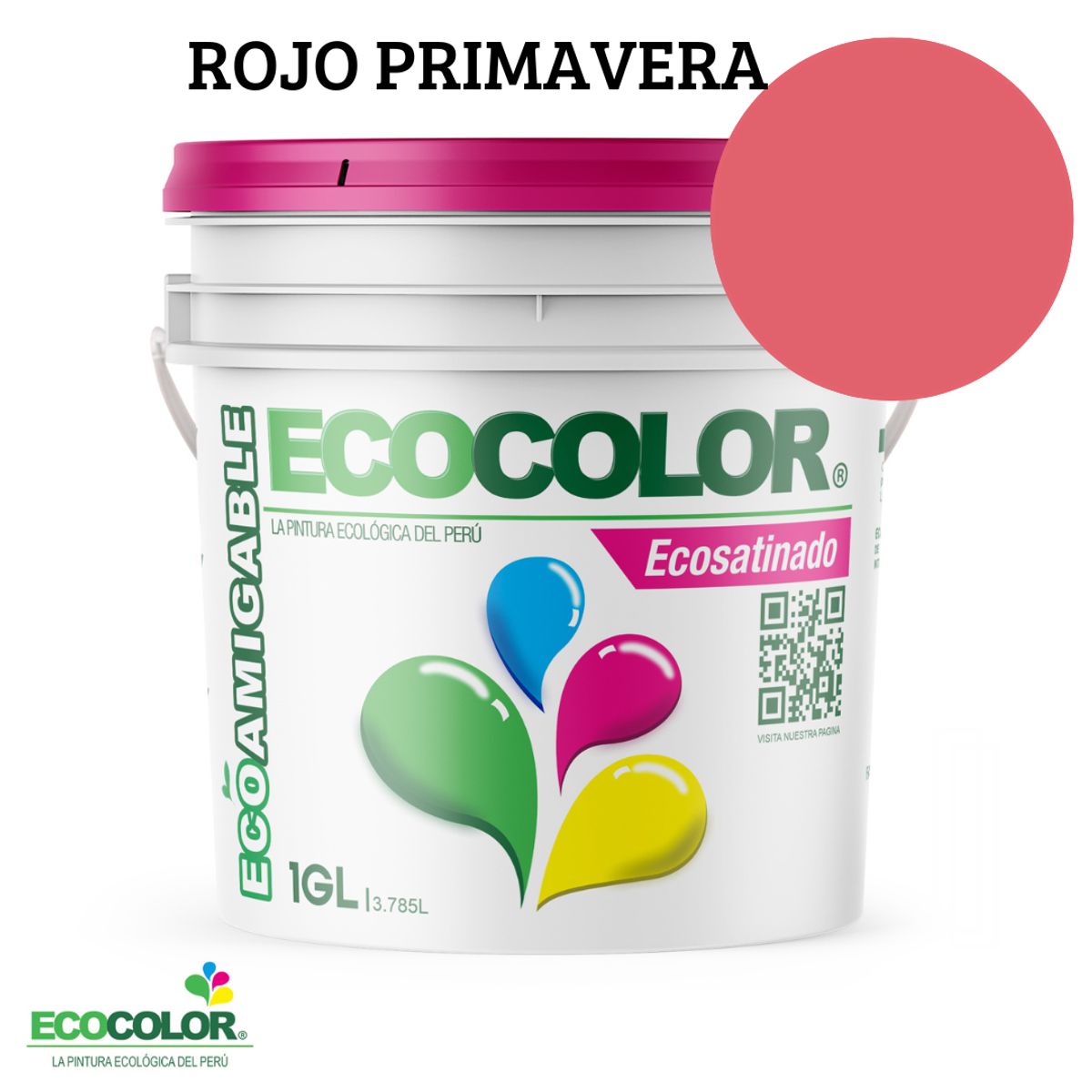 ECOCOLOR - PINTURA ECOCOLOR ECOSATINADO ROJO PRIMAVERA 1GL