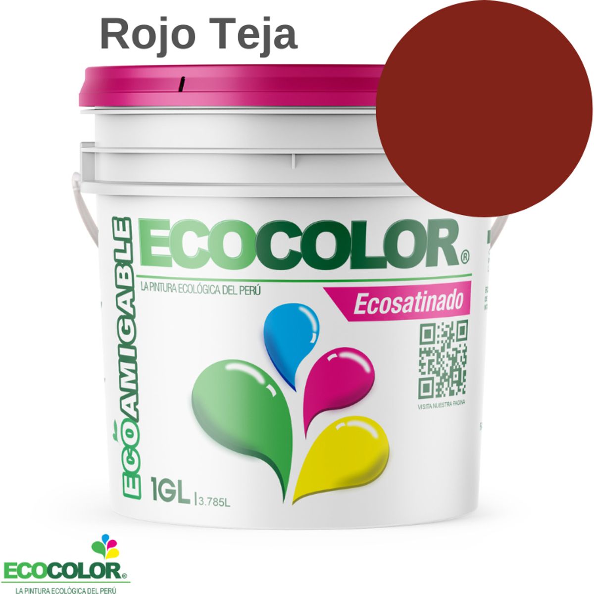 ECOCOLOR - PINTURA ECOLOGICA ECOSATINADO ROJO TEJA 1GL