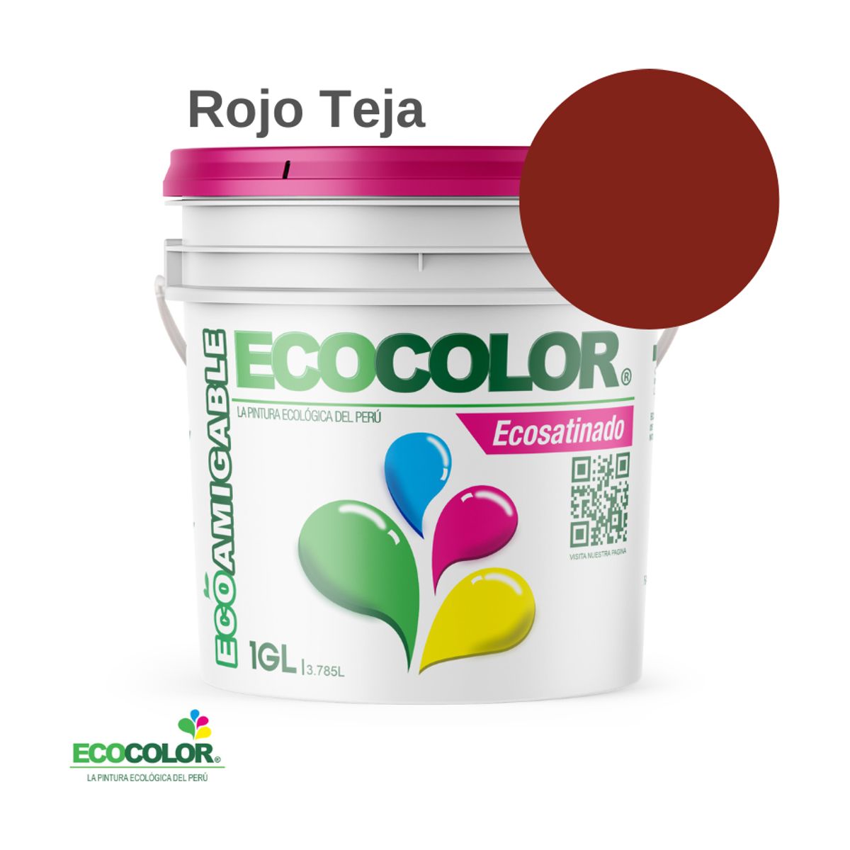 ECOCOLOR - PINTURA ECOLOGICA ECOSATINADO ROJO TEJA 1GL