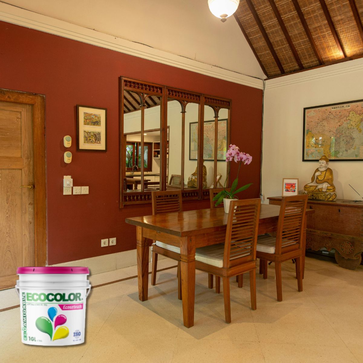 ECOCOLOR - PINTURA ECOLOGICA ECOSATINADO ROJO TEJA 1GL