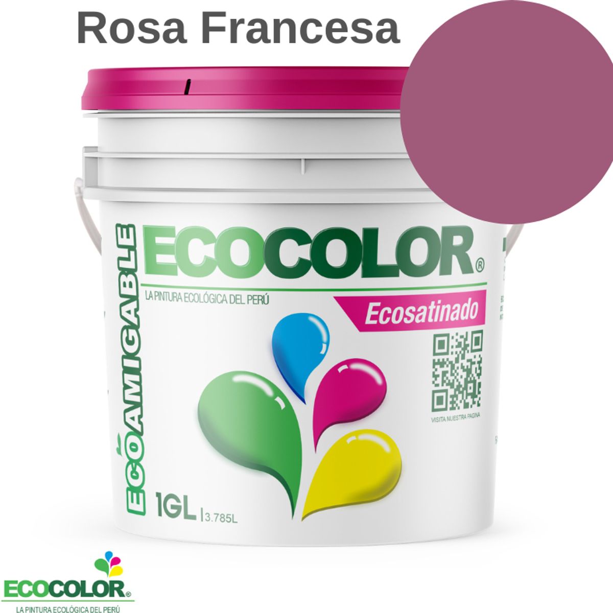 ECOCOLOR - PINTURA ECOCOLOR ECOSATINADO ROSA FRANCESA 1GL