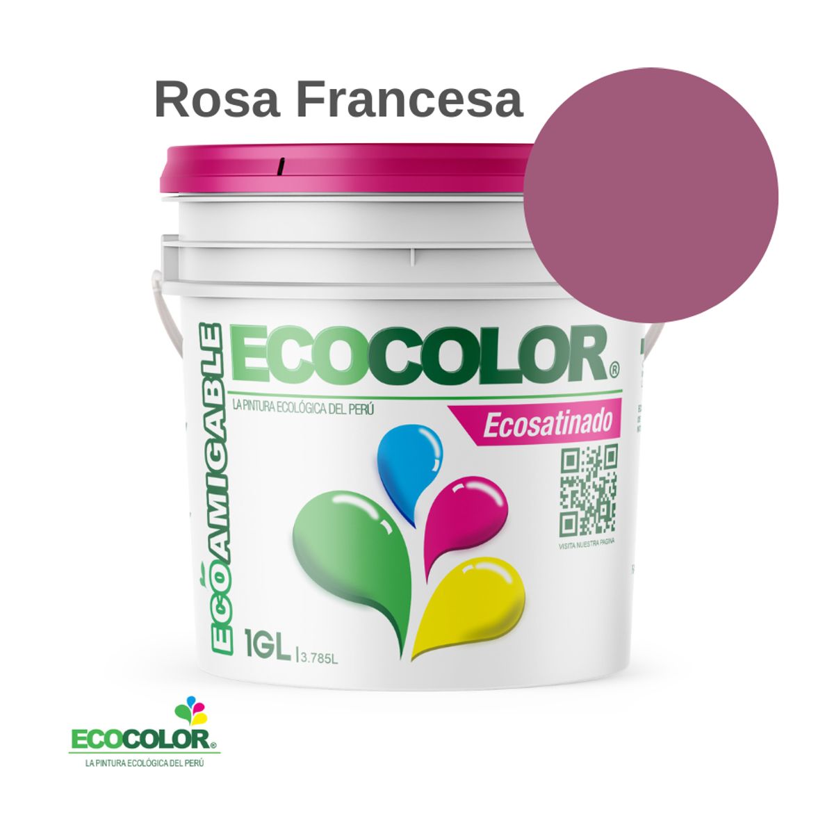 ECOCOLOR - PINTURA ECOCOLOR ECOSATINADO ROSA FRANCESA 1GL