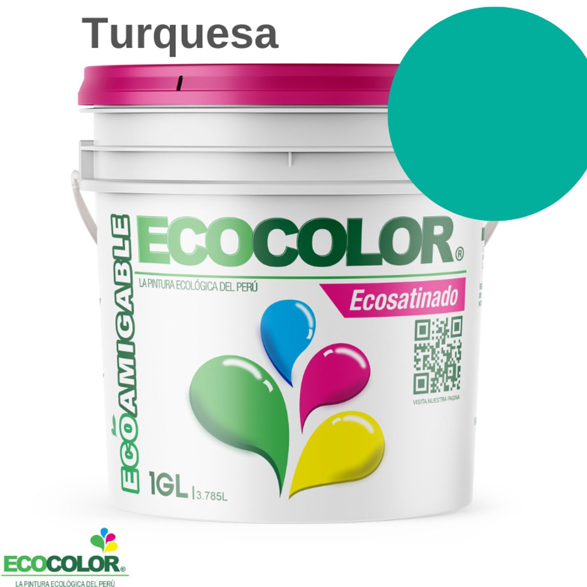 ECOCOLOR - PINTURA ECOCOLOR ECOSATINADO TURQUESA 1GL