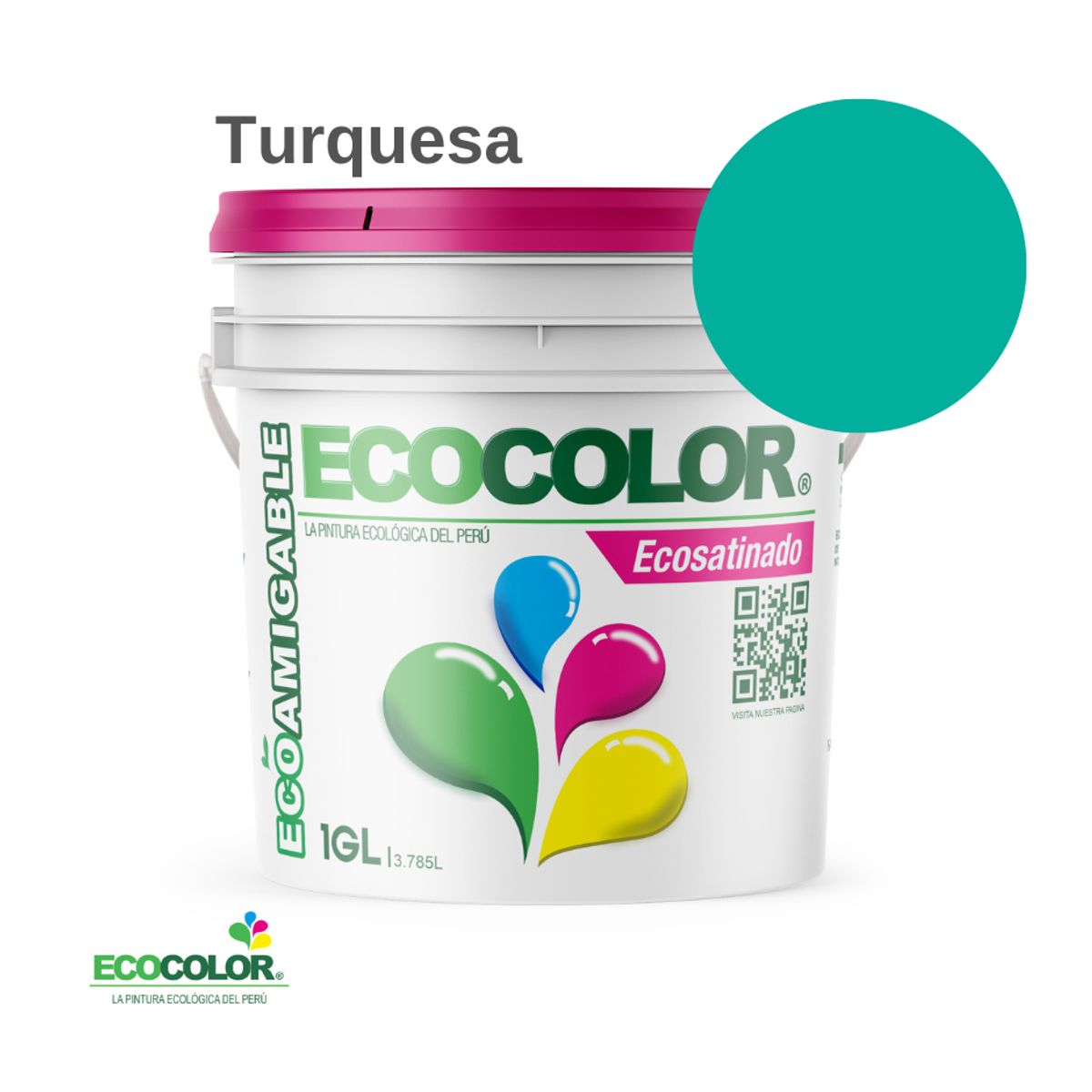 ECOCOLOR - PINTURA ECOCOLOR ECOSATINADO TURQUESA 1GL