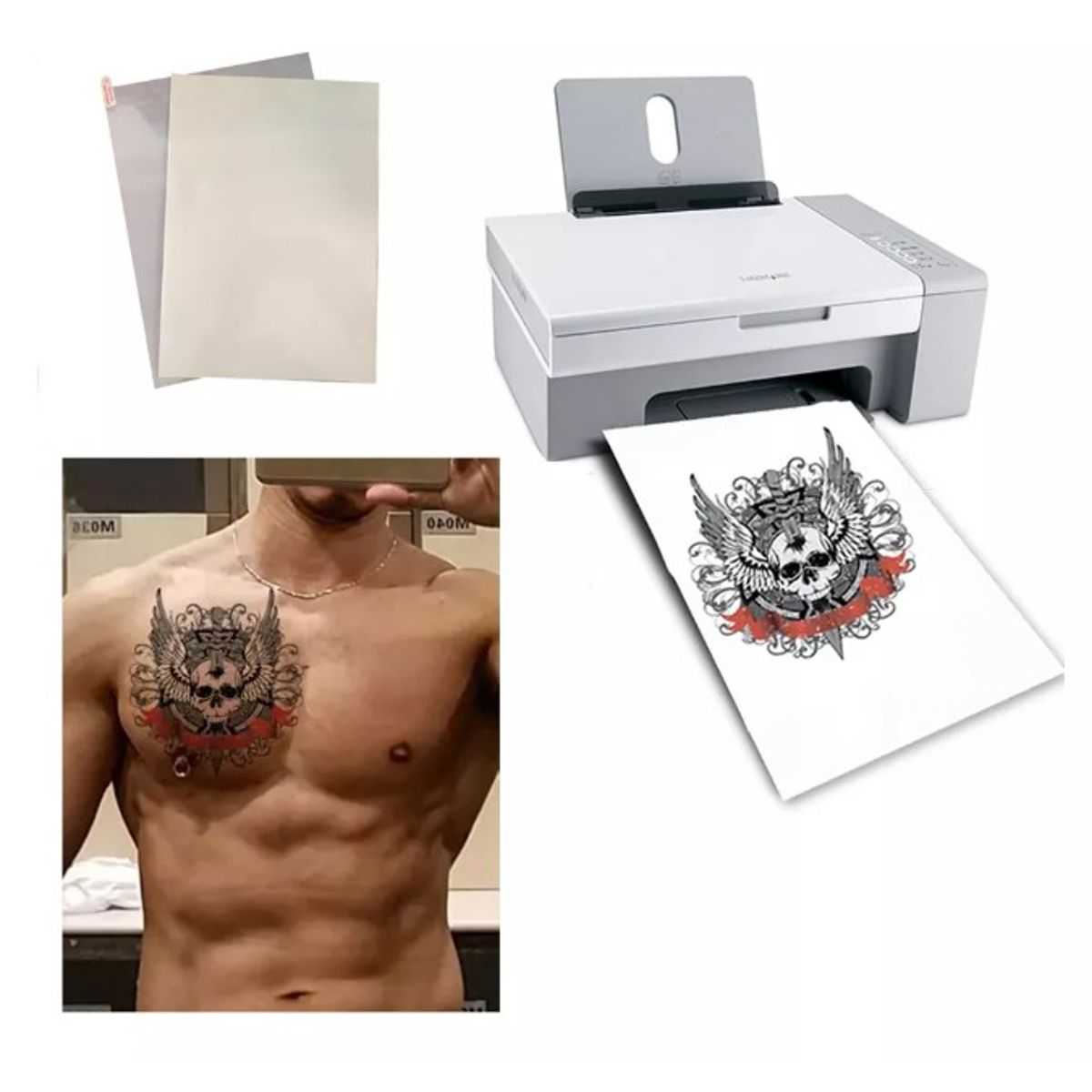 GENERICO - PAPEL TATTO A4 IMPRIME TU TATUAJE TEMPORAL PACK X3 HOJAS