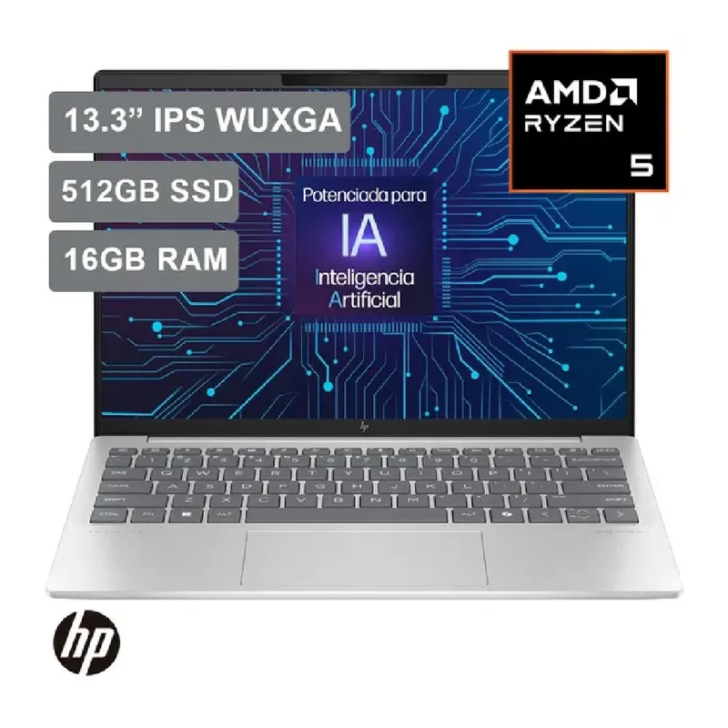 HP - Laptop HP Pavilion Aero 13-BG0002LA 13.3”, AMD Ryzen 5 8640U AI, 16GB, 512GB SSD, Windows 11 Español