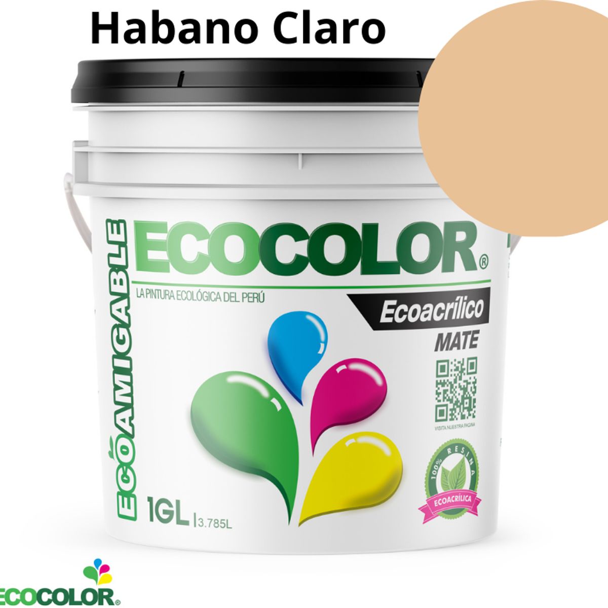 ECOCOLOR - PINTURA ECOCOLOR ECOACRILICO MATE HABAN CLARO 1GL