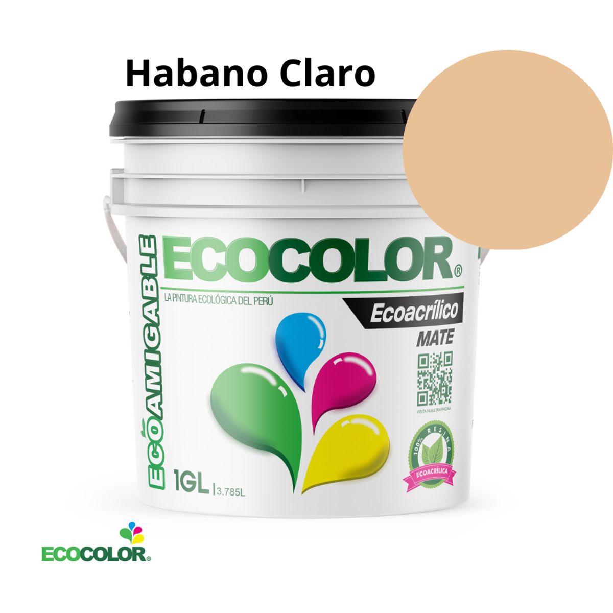 ECOCOLOR - PINTURA ECOCOLOR ECOACRILICO MATE HABAN CLARO 1GL