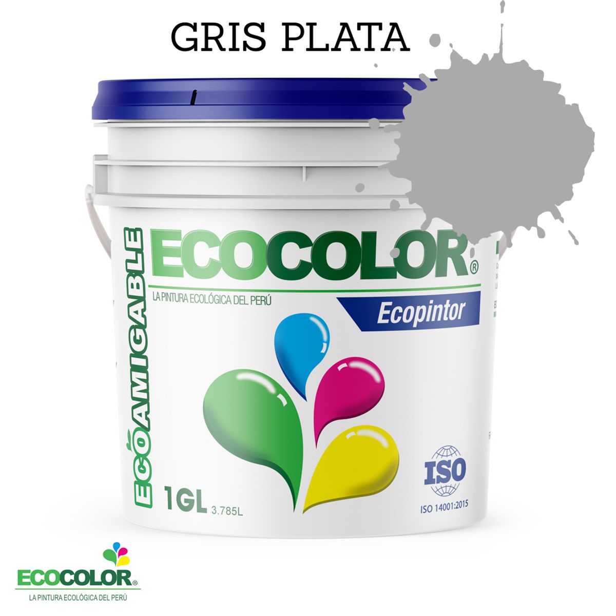 ECOCOLOR - PINTURA ECOLOGICA ECOPINTOR GRIS PLATA 1GL