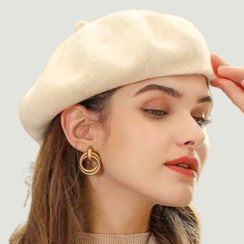 GENERICO - Boina Francesa Lana Cashmere Unisex Color Crema