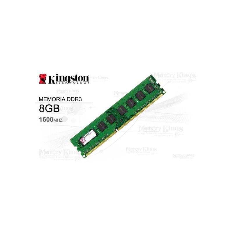 KINGSTON - Memoria Ram Kingston 8Gb Ddr3 1600Mhz Cl11 240-Pin, Ideal Para Mejorar El Rendimiento De T