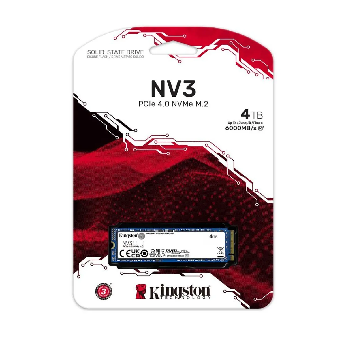 KINGSTON - Ssd Kingston Nv3 M.2 2280 4Tb Pcie Nvme 4.0 - Rápida Y Compatible Con Pc Y Laptops