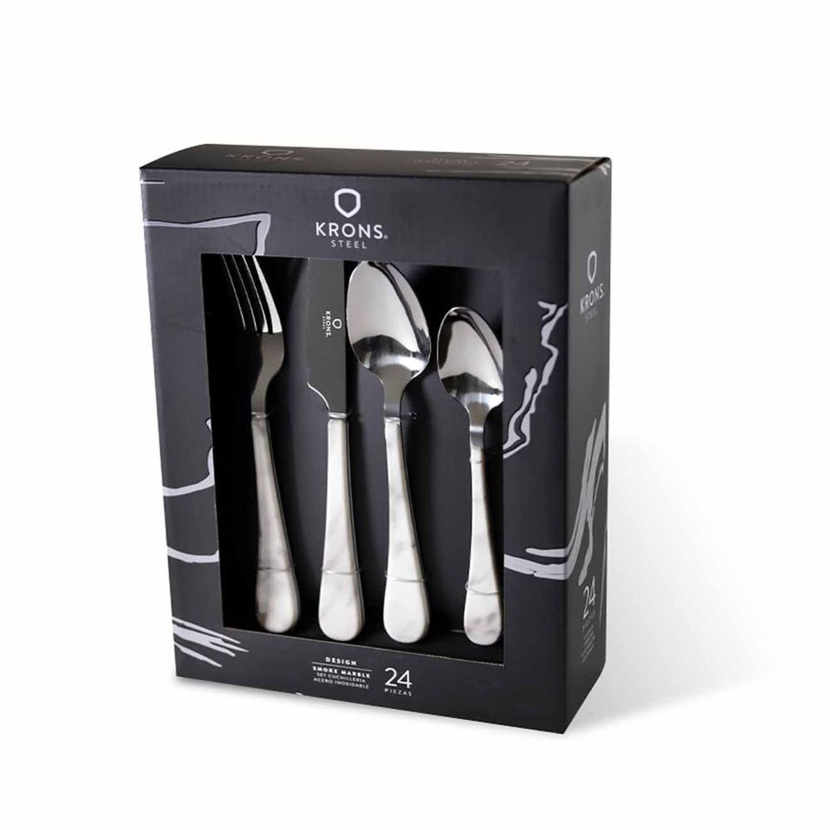 KRONS - Set Cubiertos X 24 Pz Smoke Marble