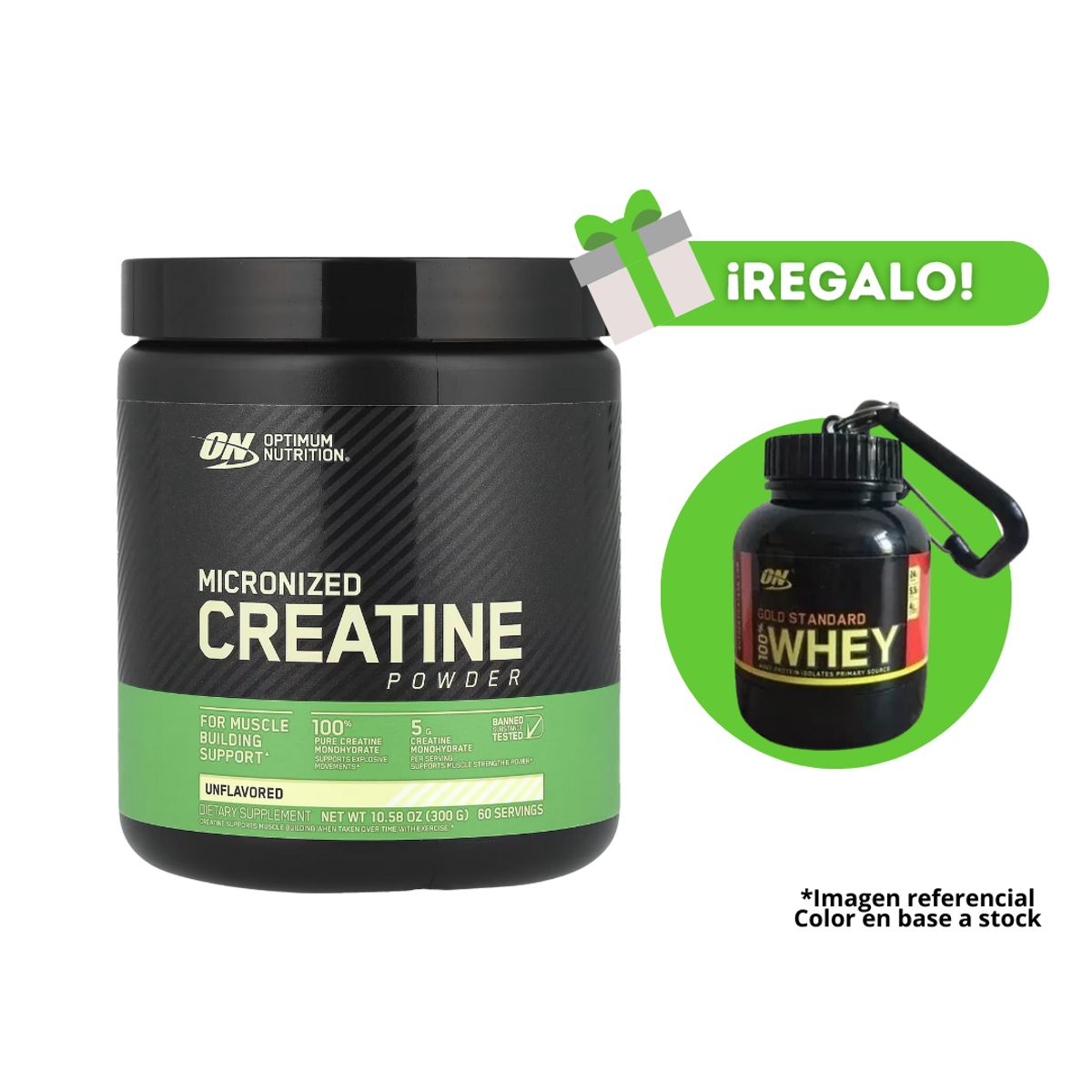 OPTIMUN NUTRITION - CREATINA OPTIMUN NUTRITION MICRONIZADA 300G + PORTAPROTEÍNA DE REGALO