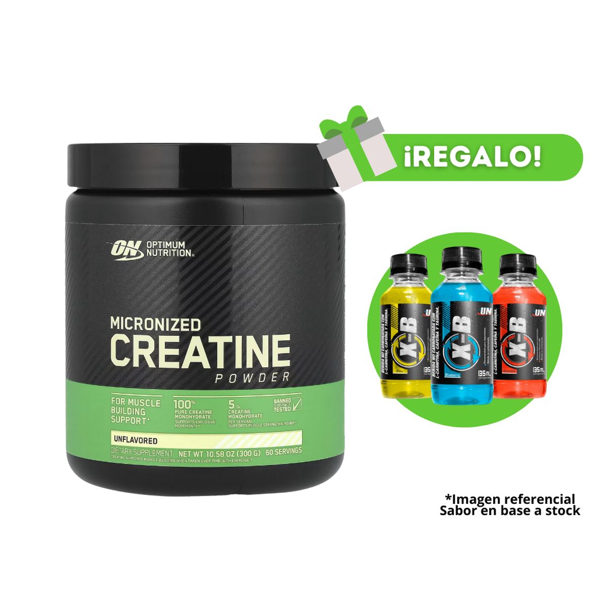 OPTIMUN NUTRITION - CREATINA OPTIMUN NUTRITION MICRONIZADA 300G + 3 XB DE REGALO