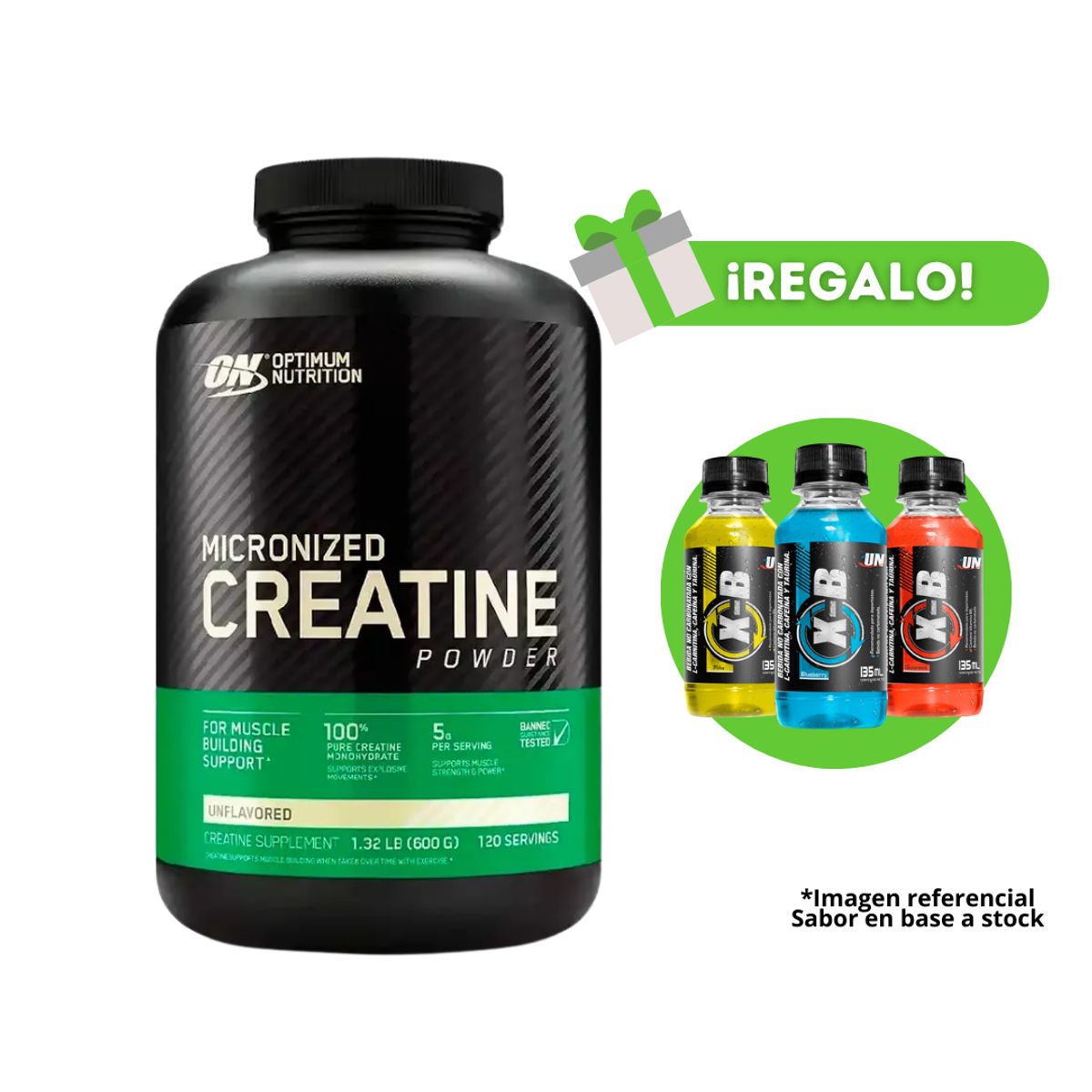 OPTIMUN NUTRITION - CREATINA OPTIMUN NUTRITION MICRONIZADA 600G + 3 XB DE REGALO