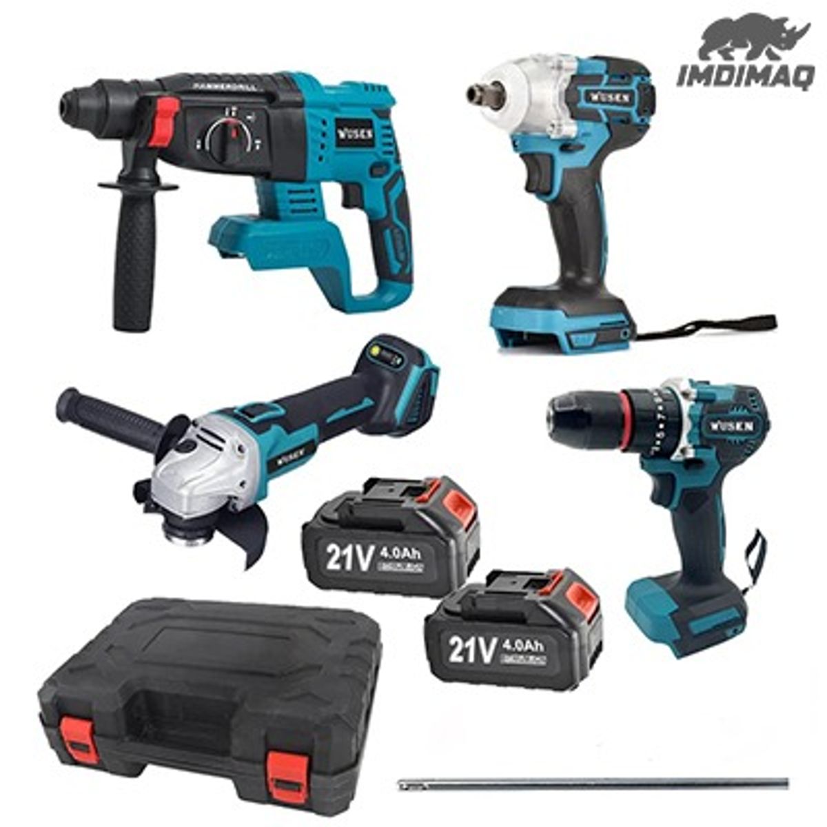 GN - COMBO DE 4 TALADRO + AMOLADORA+ PISTOLA DE IMPACTO + MARTILLO DEMOLEDOR 21V