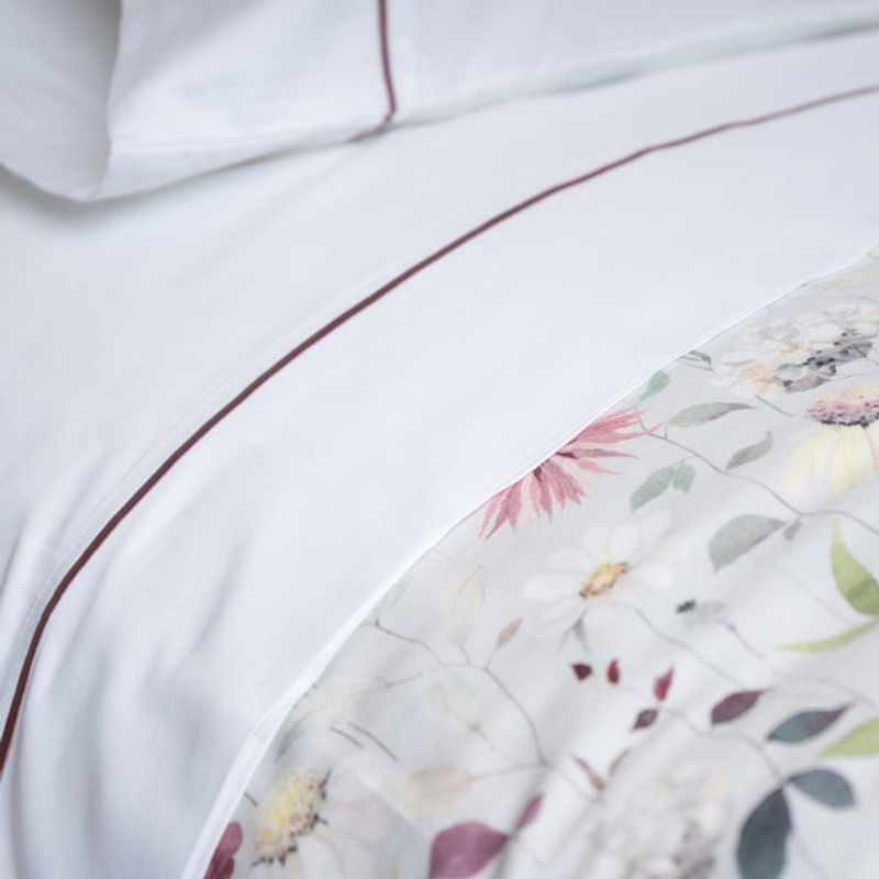 PLUMAS - Juego de Sábanas Lines Malva 400 Hilos