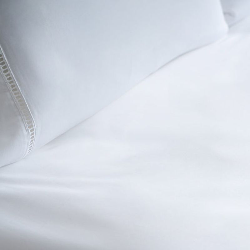 PLUMAS - Juegos de Sábanas Blanco Óptico Minimal 300 Hilos