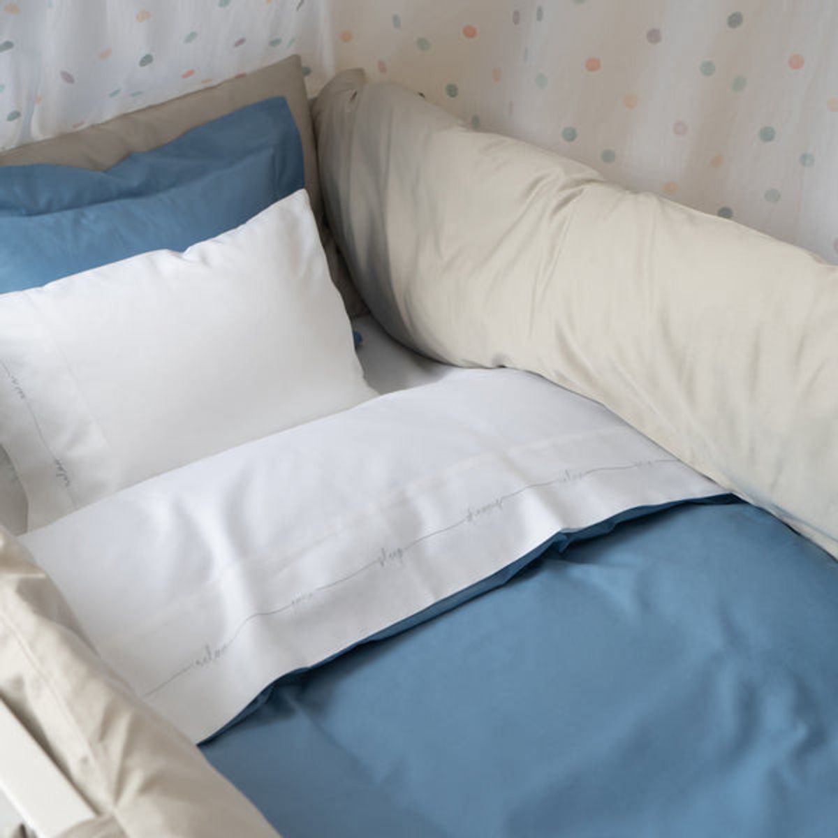 PLUMAS - Juego de Sabanas Light Blue 300 Hilos 100 % Algodón