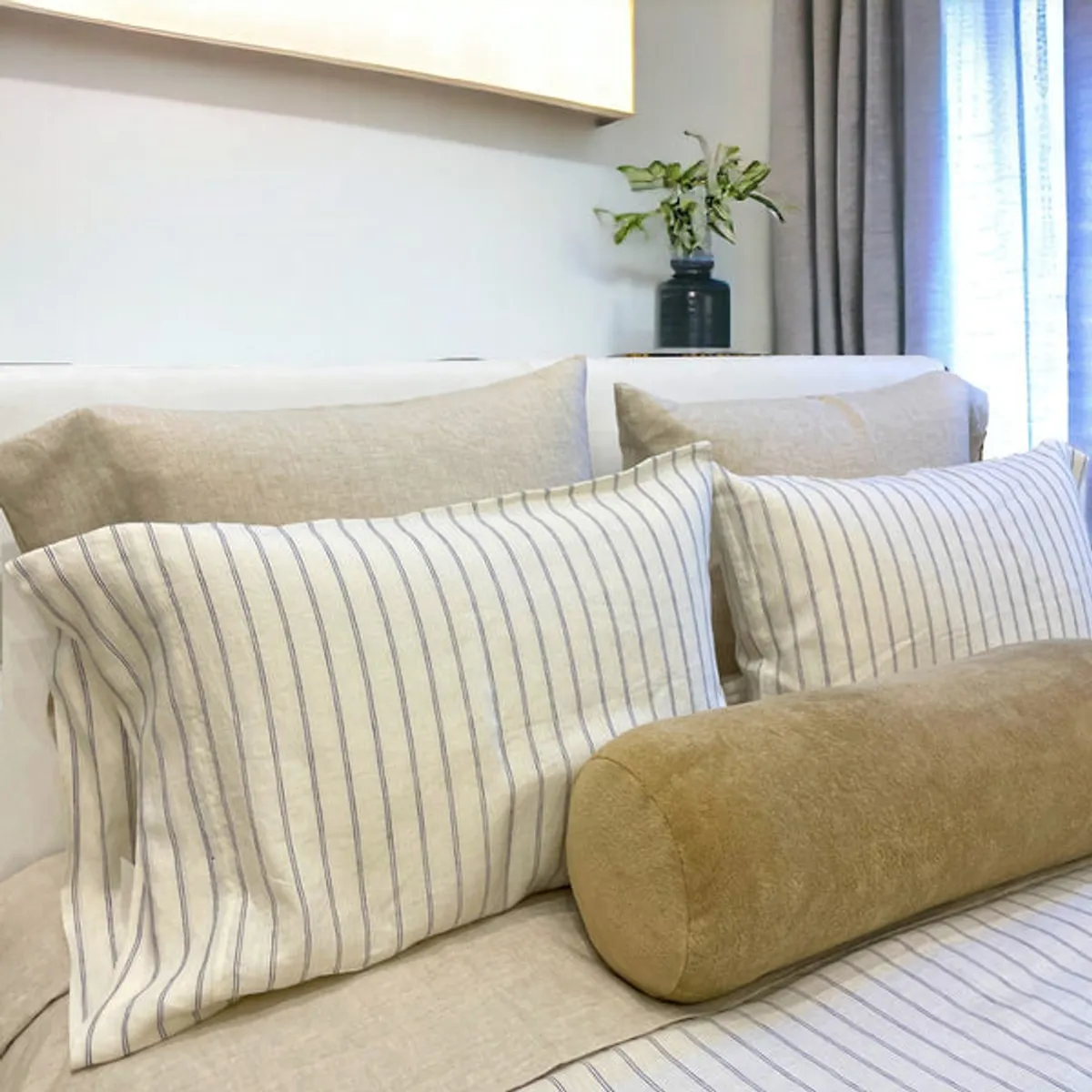 PLUMAS - Juego de sábanas Double Stripe Lino Francés