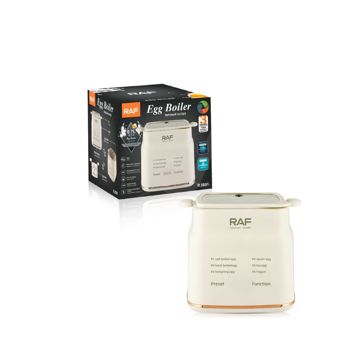 RAFF - HERVIDOR DE HUEVOS ELÉCTRICO RAF