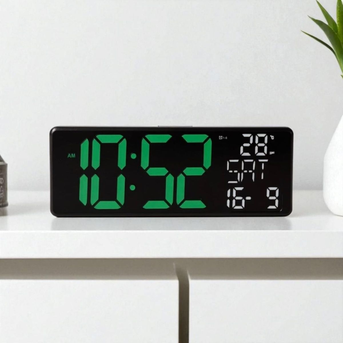 GENERICO - Reloj de Pared Digital Grande con Iluminación RGB y Control Remoto