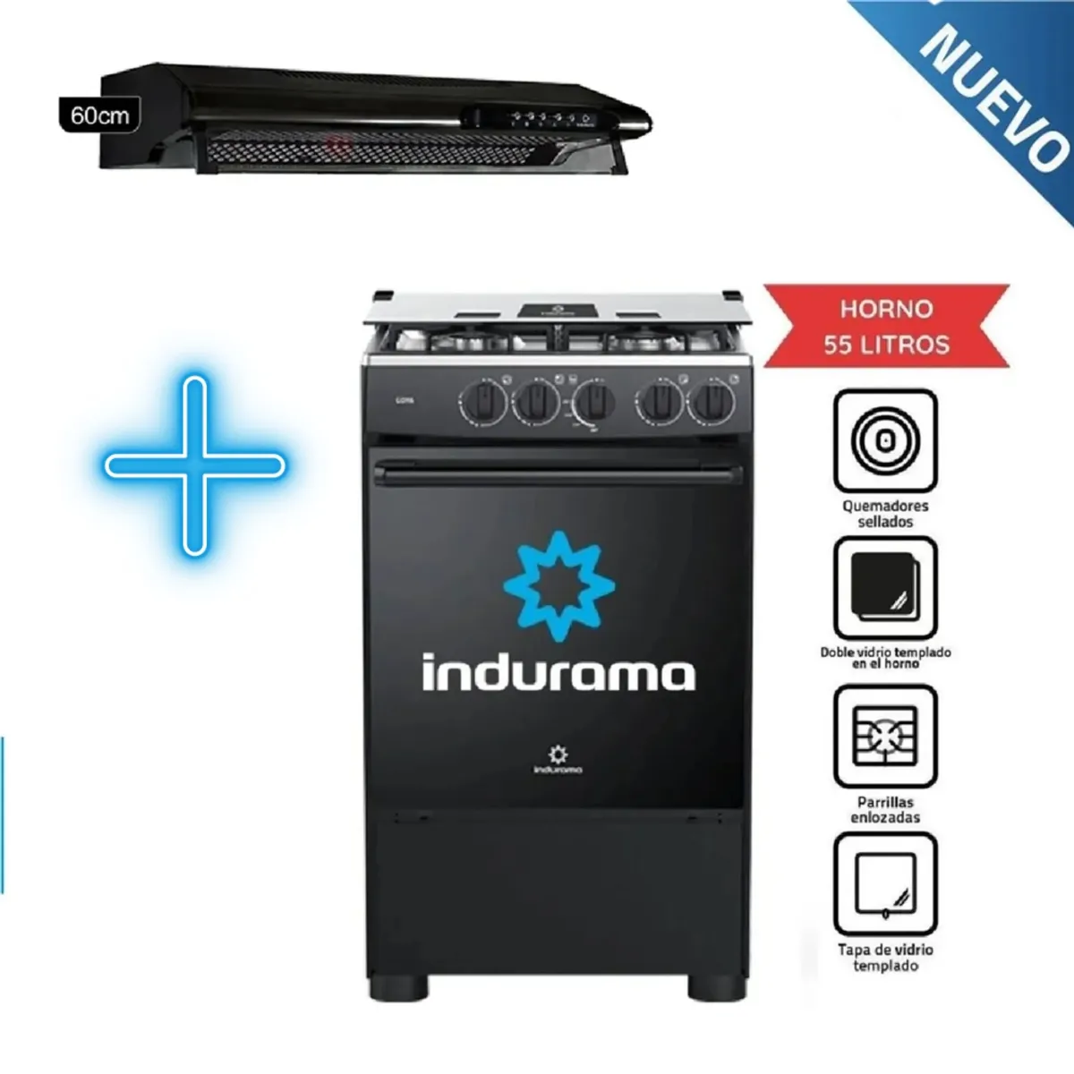 INDURAMA - Combo Indurama Cocina Goya y Campana CEI-602NE - Negro