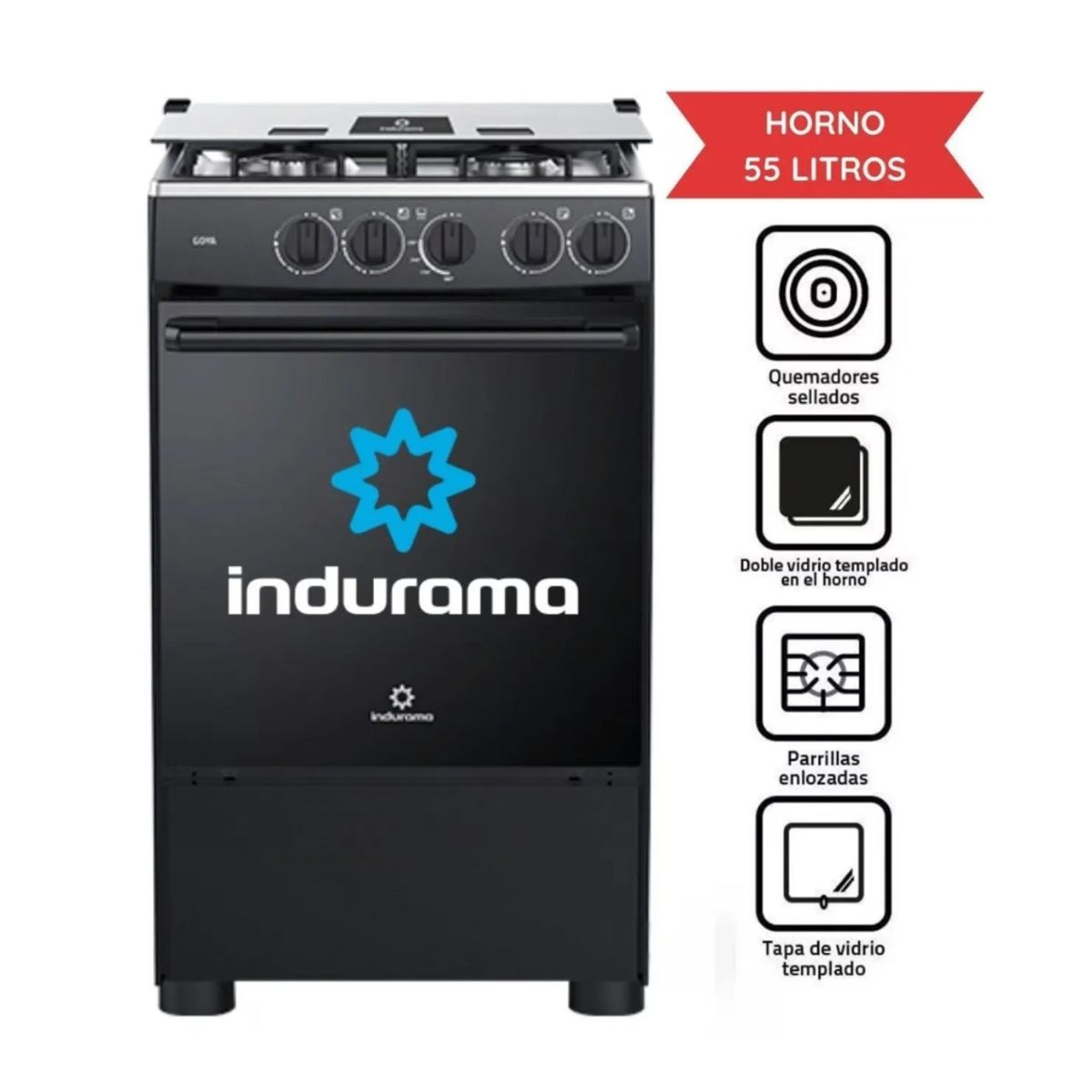 INDURAMA - Combo Indurama Cocina Goya y Campana CEI-602NE - Negro