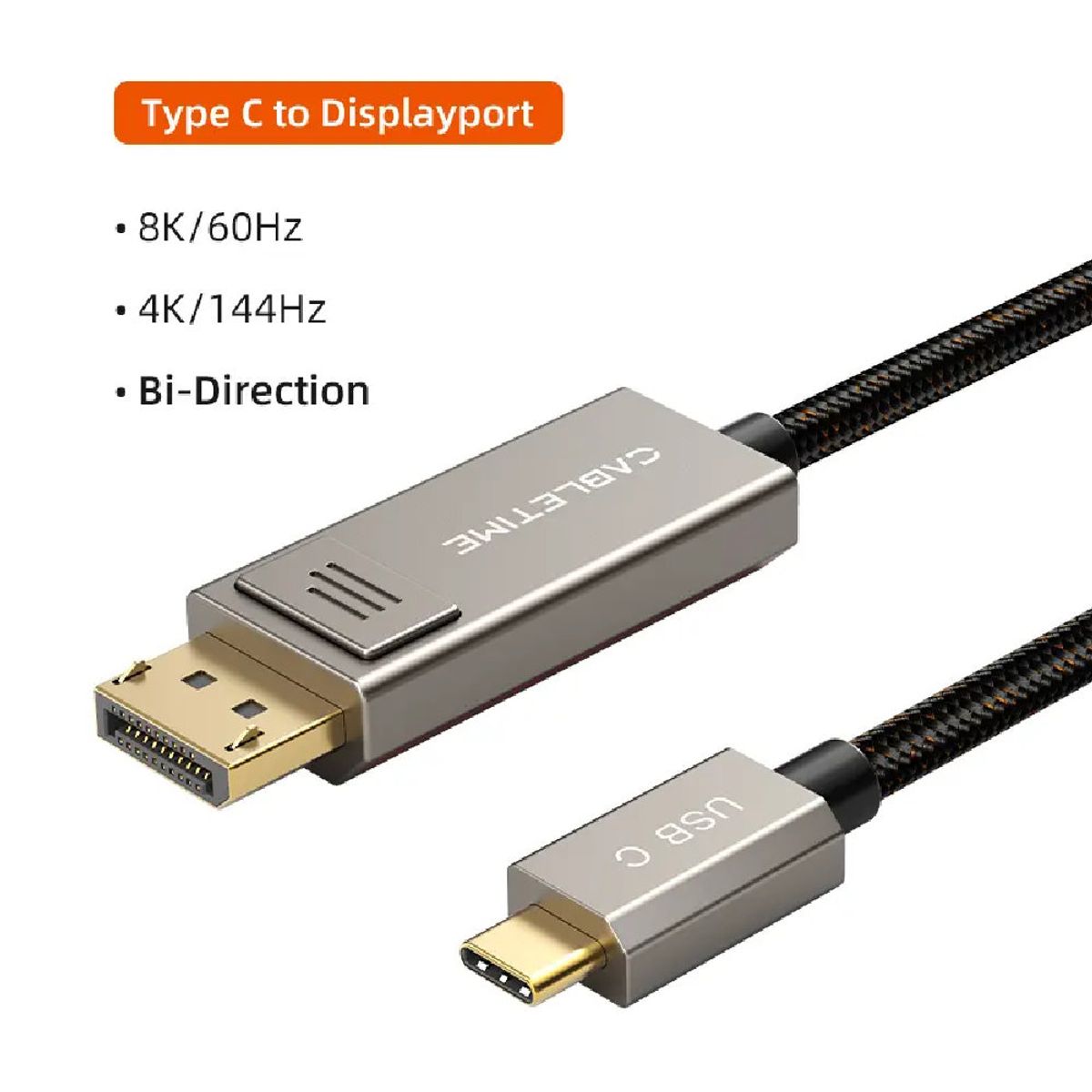 GENERICO - Cable USB-C macho a DisplayPort macho Bidireccional 8K
