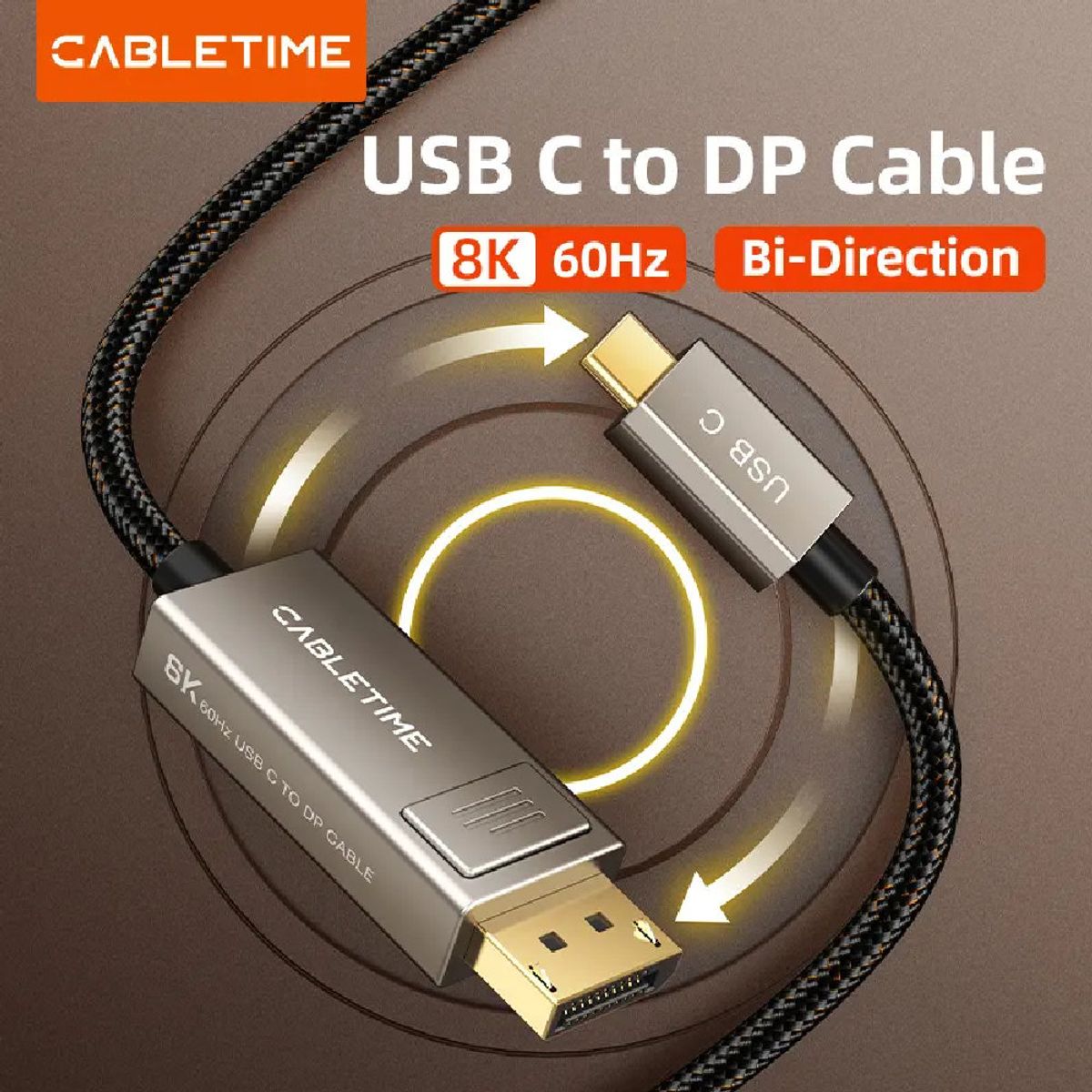 GENERICO - Cable USB-C macho a DisplayPort macho Bidireccional 8K