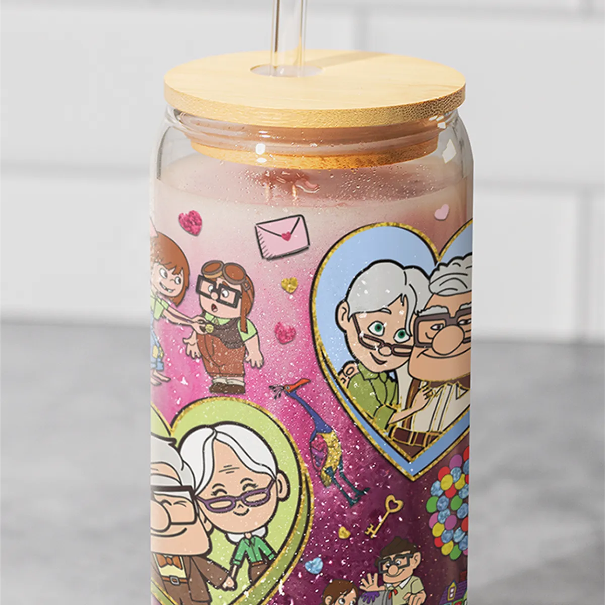 GENERICO - VASO TAPA BAMBU CON DISEÑO - MODELO2