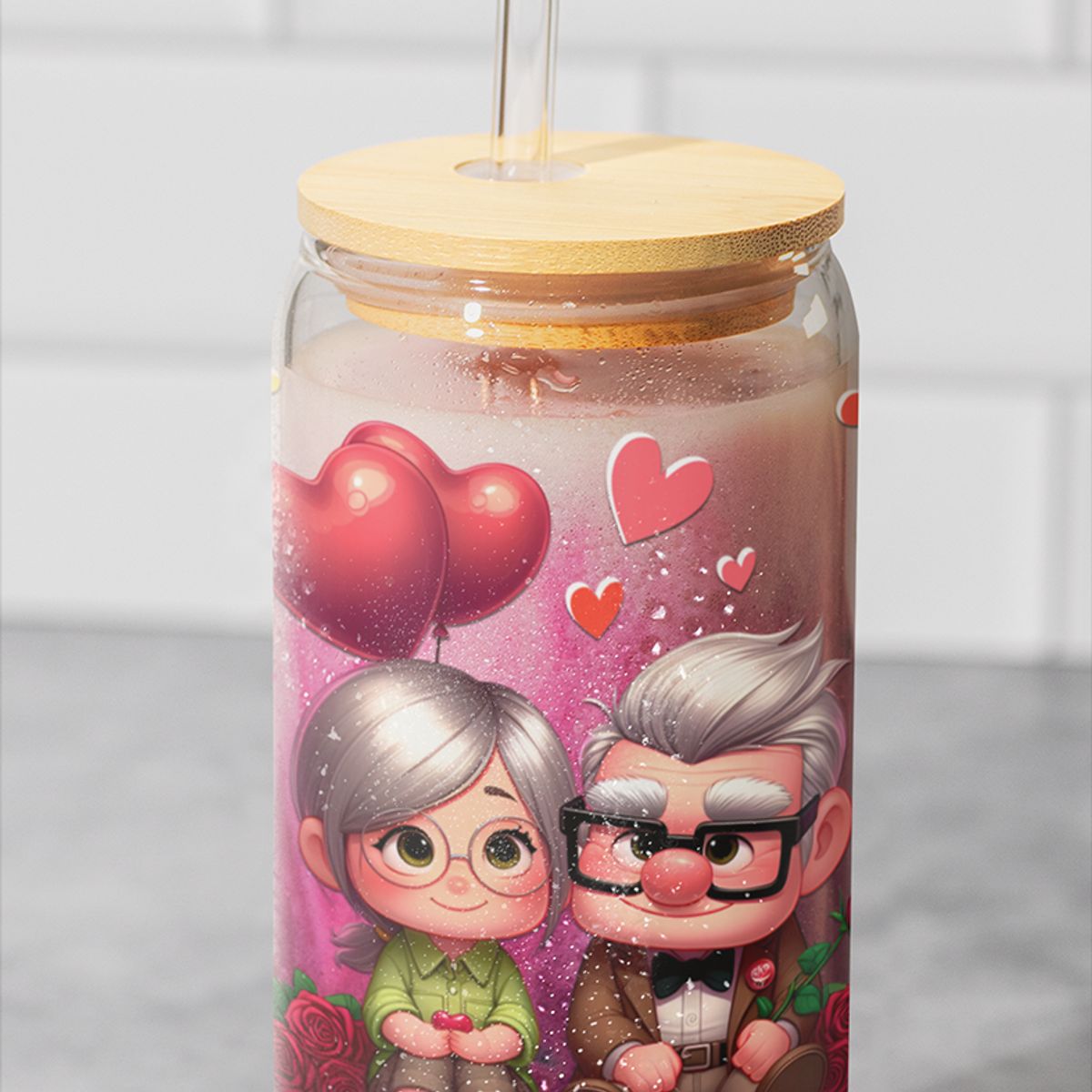 GENERICO - VASO TAPA BAMBU CON DISEÑO - MODELO3