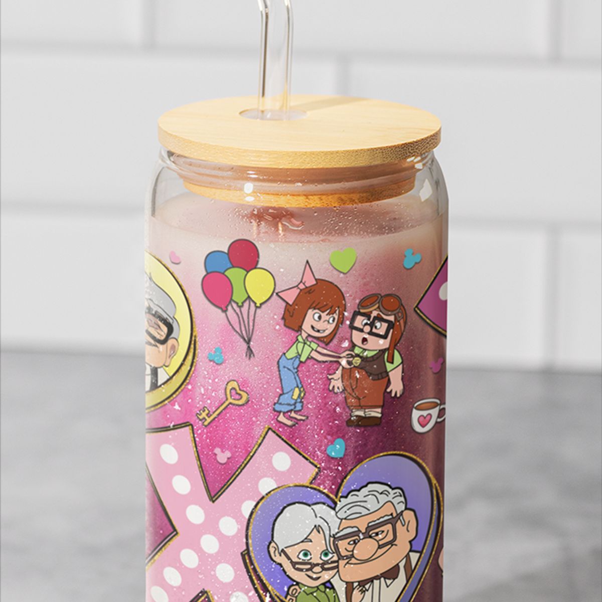 GENERICO - VASO TAPA BAMBU CON DISEÑO - MODELO4