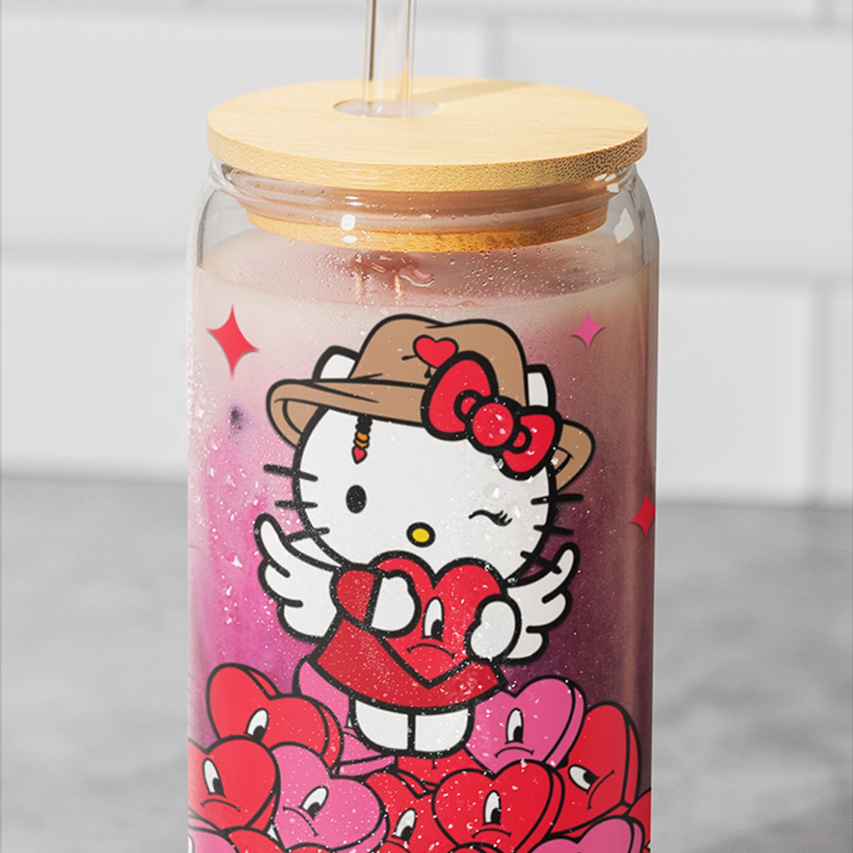 GENERICO - VASO TAPA BAMBU CON DISEÑO - MODELO10