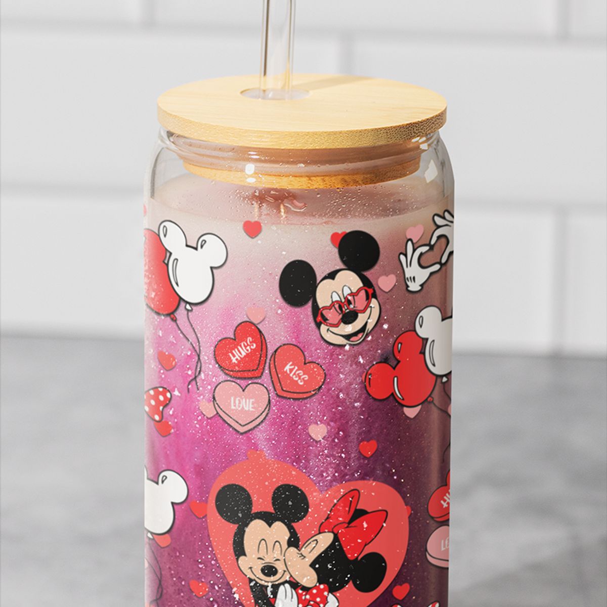 GENERICO - VASO TAPA BAMBU CON DISEÑO - MODELO15