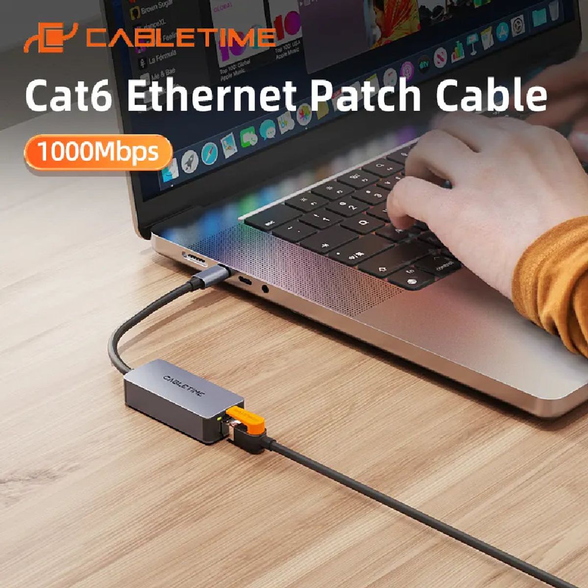 GENERICO - Cable Patch Cord de red CAT6 100% cobre 26 AWG de 2M  CABLETIME CN61L